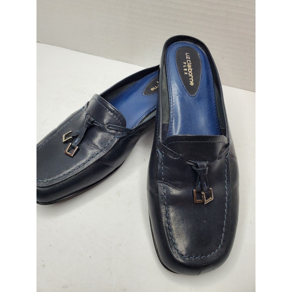 LIZ CLAIBORNE‎ Flex  Alicia  Slip on Mules   US 6M Blue Vintage Flats Fast Ship